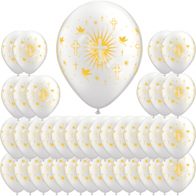 Balony lateksowe biało-złote komunijne 100szt - 1