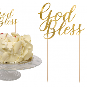 Topper na piku na tort złoty God Bless 28 cm - 1