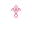 Toppery na piku kościelne różowe krzyże 36szt 6cm - 3