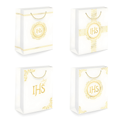 Torebka prezentowa biała złota hostia IHS 32cm