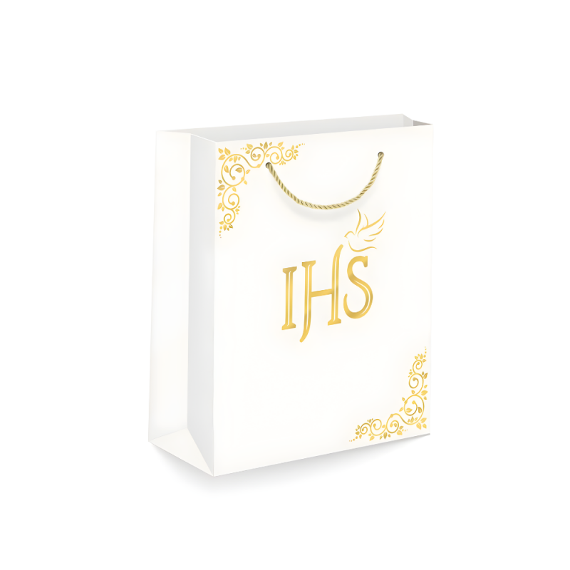 Torebka prezentowa biała złota hostia IHS 20cm - 4