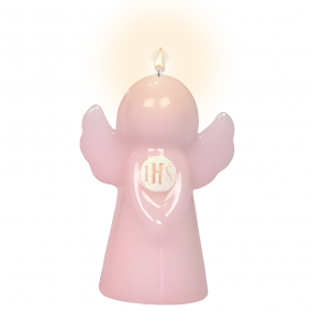 Świeca Aniołek z hostią lakier różowy IHS 12cm - 1