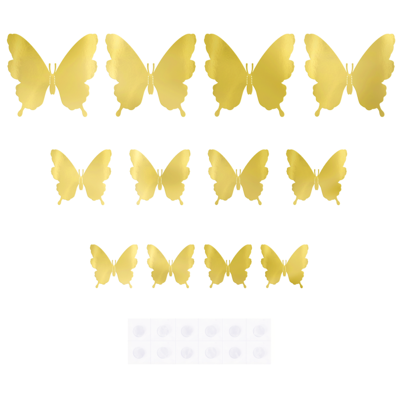 Naklejki na ścianę ozdobne 3D motylki złote 12szt - 3