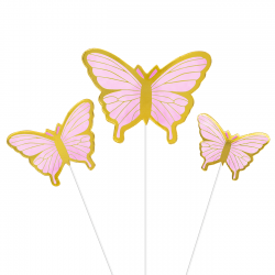 Toppery na tort motylki różowo-złote 10szt 9cm - 1