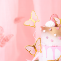 Toppery na tort motylki różowo-złote 10szt 9cm - 5