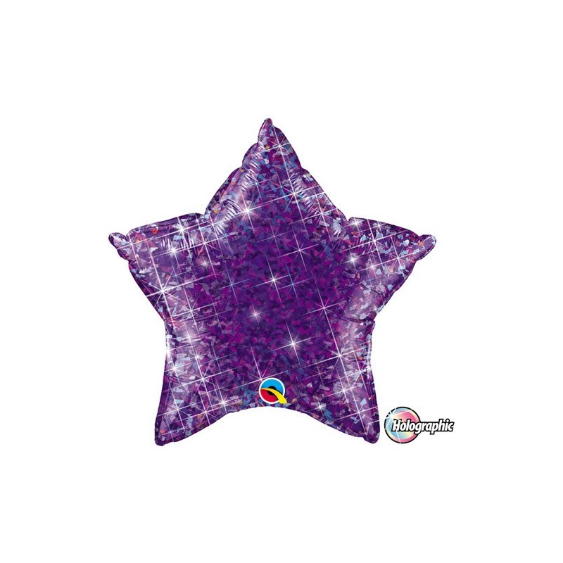Balon foliowy 20 gwiazda holograficzna fioletowa - 1
