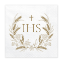 Serwetki papierowe białe złote IHS komunijne 12szt - 1