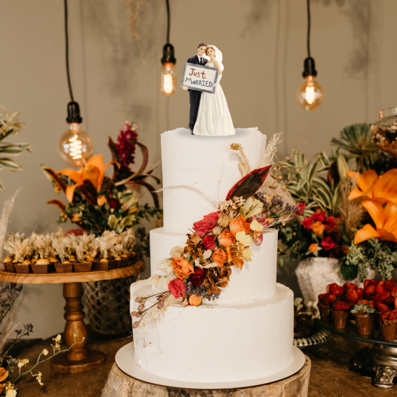 Figurka weselna ślubna na tort Just Married 15cm - 2