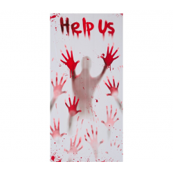 Dekoracja halloweenowa na drzwi "Help Us" 76x152cm
