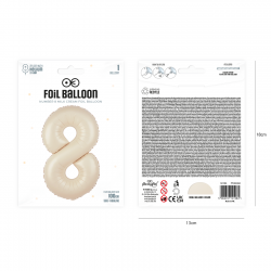 Balon foliowy cyfra 8 kremowy mleczny duży 100cm - 2