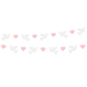 Girlanda papierowa białe gołąbki różowe serduszka - 1