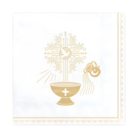Serwetki papierowe Chrzest Święty złote zdobione - 1