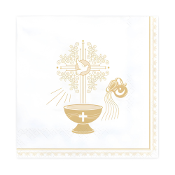 Serwetki papierowe białe Chrzest złoty krzyż 20szt