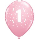 Balon 11 1 urodziny różowy 6 szt. - 1