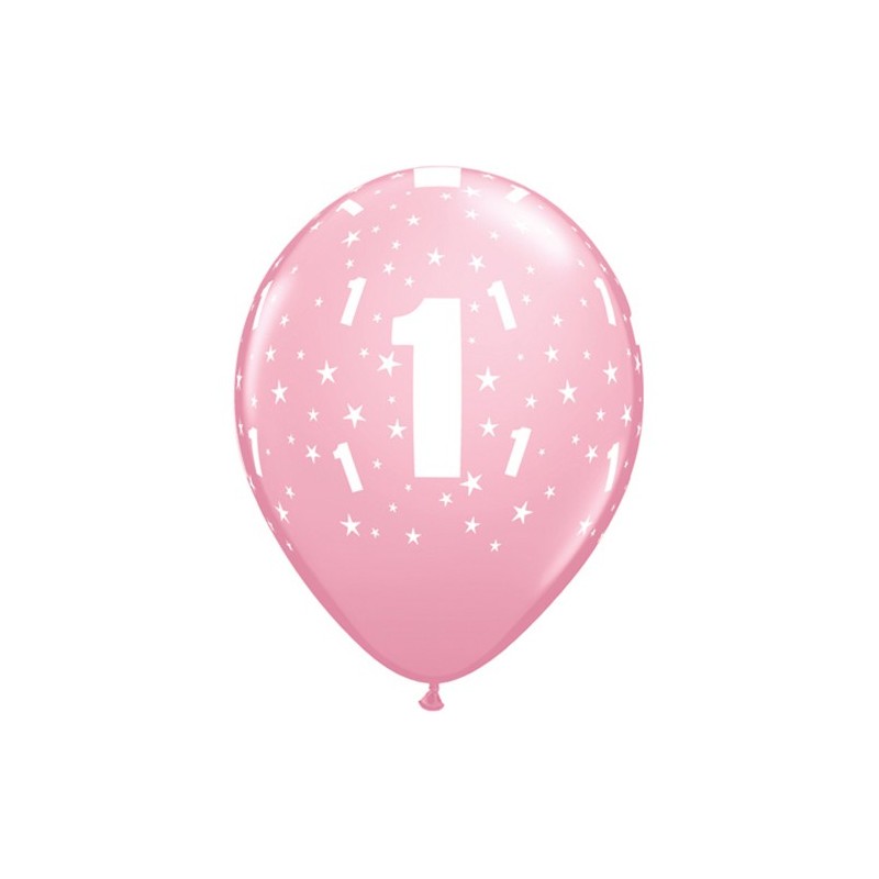 Balon 11 1 urodziny różowy 6 szt. - 1