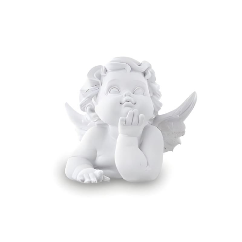 Figurka aniołek leżący zamyślony biały ozdobny - 2