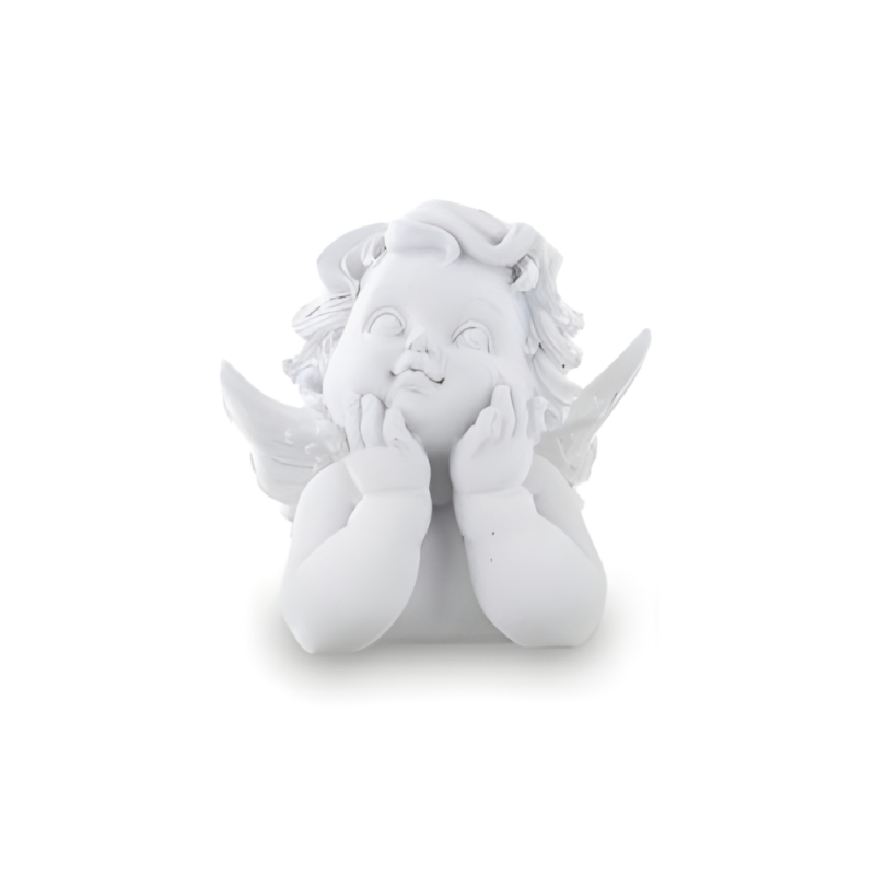Figurka aniołek leżący zamyślony biały ozdobny - 3