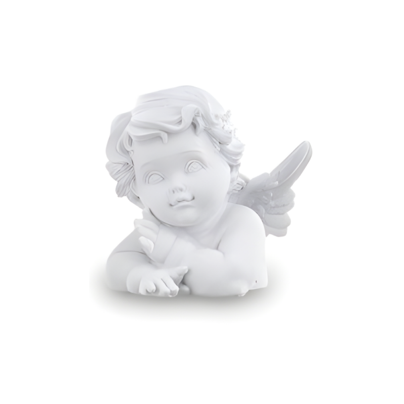 Figurka aniołek leżący zamyślony biały ozdobny - 5