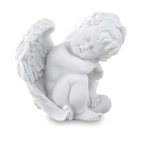 Figurka ozdoba aniołek śpiący skrzydlaty biały - 1