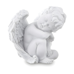 Figurka ozdoba aniołek śpiący skrzydlaty biały