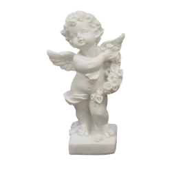 Figurka ozdobna aniołek na podstawce biały 9cm - 3