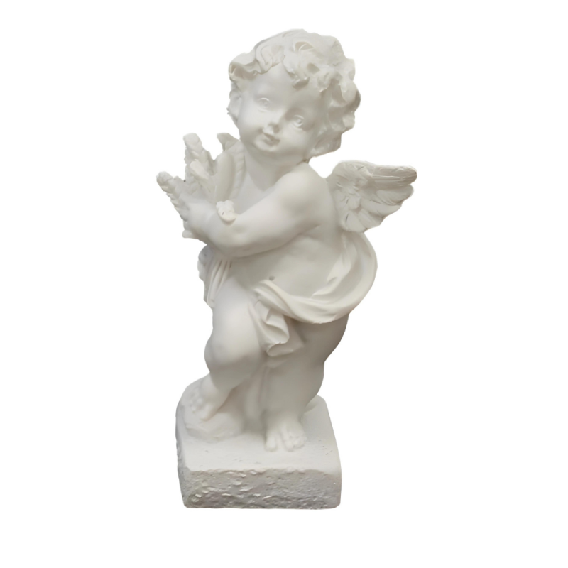 Figurka ozdobna aniołek na podstawce biały 9cm - 5