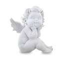 Figurka ozdobna anioł siedzący ze skrzydłami biały - 2