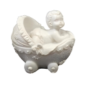 Figurka ozdobna dzieciątko w wózku biała 4cm - 3