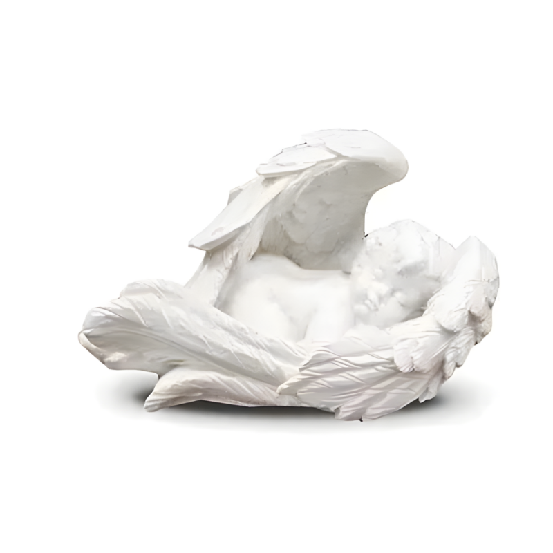 Figurka ozdobna anioł śpiący w skrzydłach biały - 2