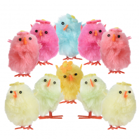 Kurczaki wielkanocne dekoracyjne kolorowe 10szt - 1