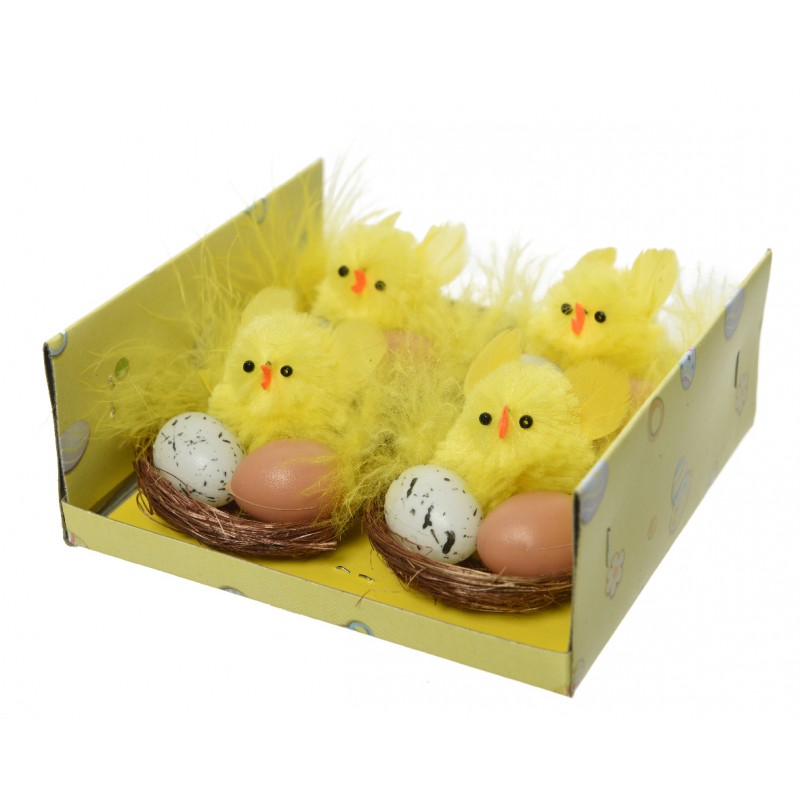 Kurczaki wielkanocne z jajkami w gniazdku 4szt - 4