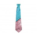 Krawat cekinowy zmieniający kolor turkusowy-różowy - 1