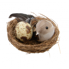 Ptaszek w gnieździe z jajkiem wielkanocna ozdoba - 1