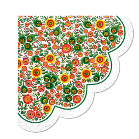 Serwetki papierowe jednorazowe w kwiaty Folk 12szt - 1