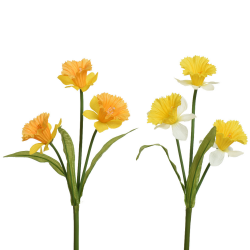 Narcyz na łodydze sztuczny kwiatek żółty 60cm - 1