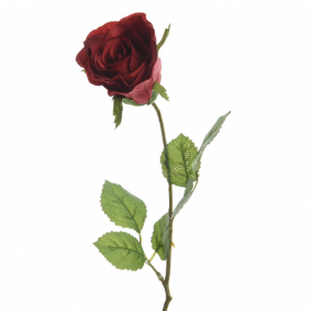 Róża sztuczna bordowa czerwona łodyga kwiat 45cm - 1