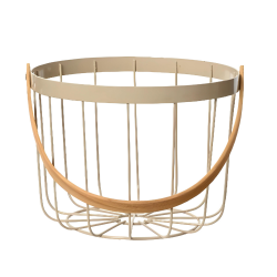 Koszyk koszyczek metalowy z drewnianą rączką 19cm - 4
