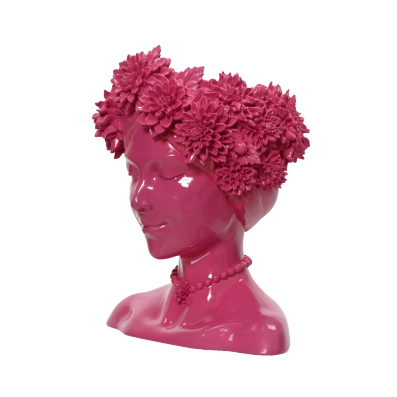 Donica głowa kobiety z wiankiem kwiatów róż 20cm - 2