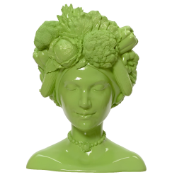 Doniczka głowa kobiety z warzywami zielona 36cm