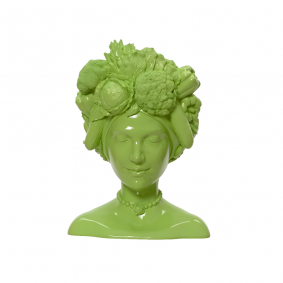 Doniczka głowa kobiety z warzywami zielona 23cm - 1