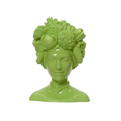Doniczka głowa kobiety z warzywami zielona 23cm