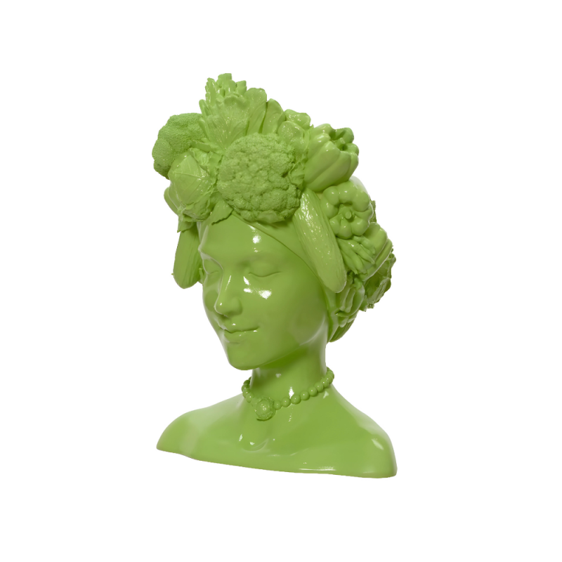 Doniczka głowa kobiety z warzywami zielona 23cm - 2