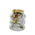 Świecznik szklany bańki z suszonymi kwiatami 9cm - 5