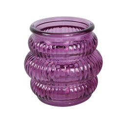 Świecznik szklany nowoczesny karbowany fiolet 8cm - 2