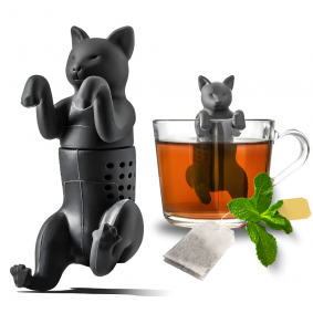 Zaparzacz Sitko do herbaty Kotek Kot z uchwytem czarny - 1