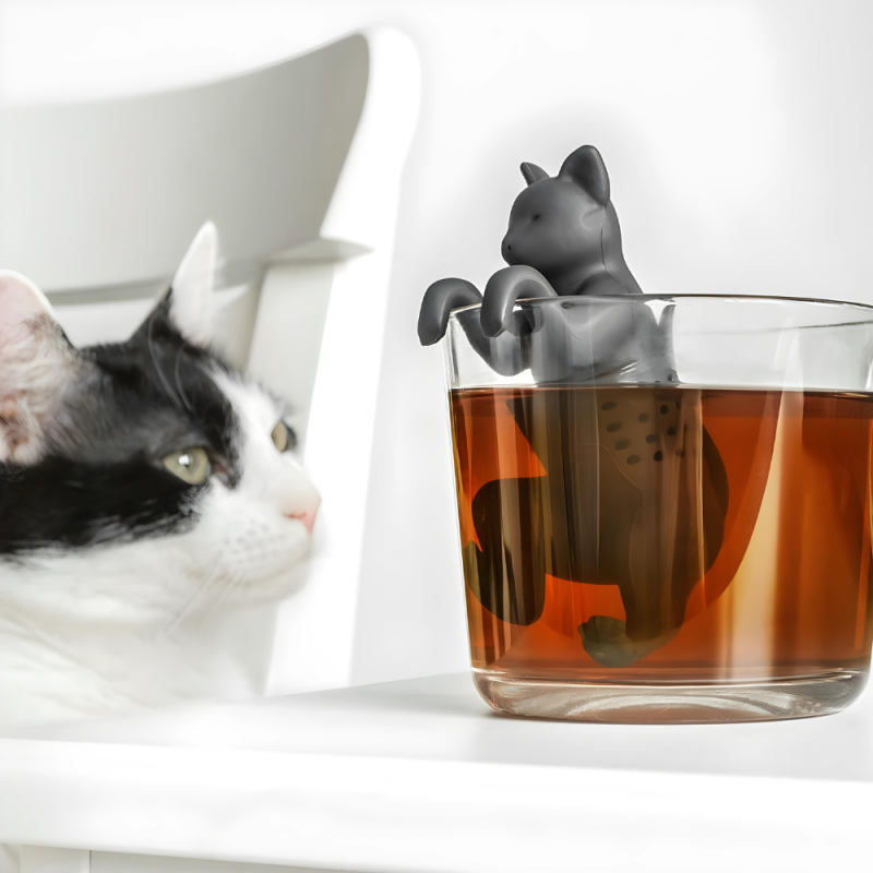 Zaparzacz Sitko do herbaty Kotek Kot z uchwytem czarny - 5