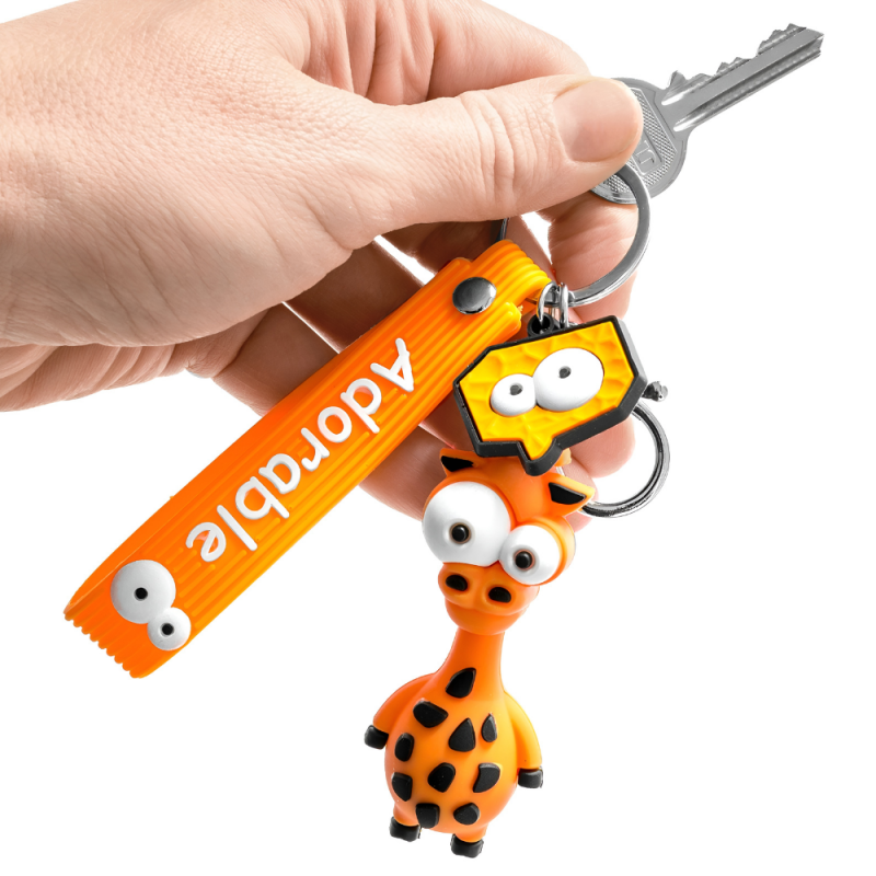 Brelok breloczek do kluczy 3D Żyrafa śmieszna pomarańczowa - 2