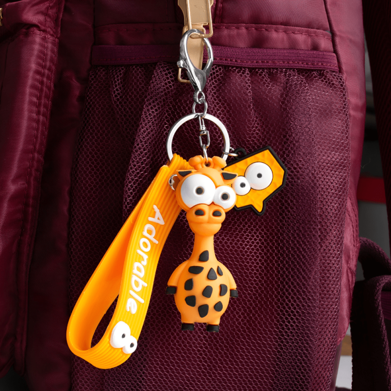 Brelok breloczek do kluczy 3D Żyrafa śmieszna pomarańczowa - 3