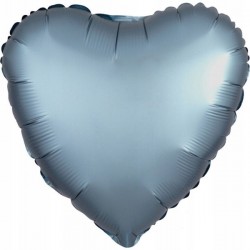 Balon foliowy 17 satynowy serce stalowe - 1