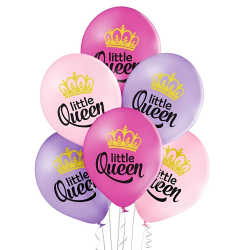 Balony lateksowe Mała Królowa z koroną różowe 6szt